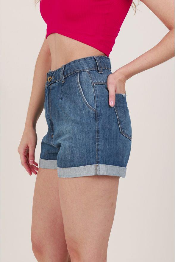 Shorts Jeans Meia Coxa Unica - Gazzy