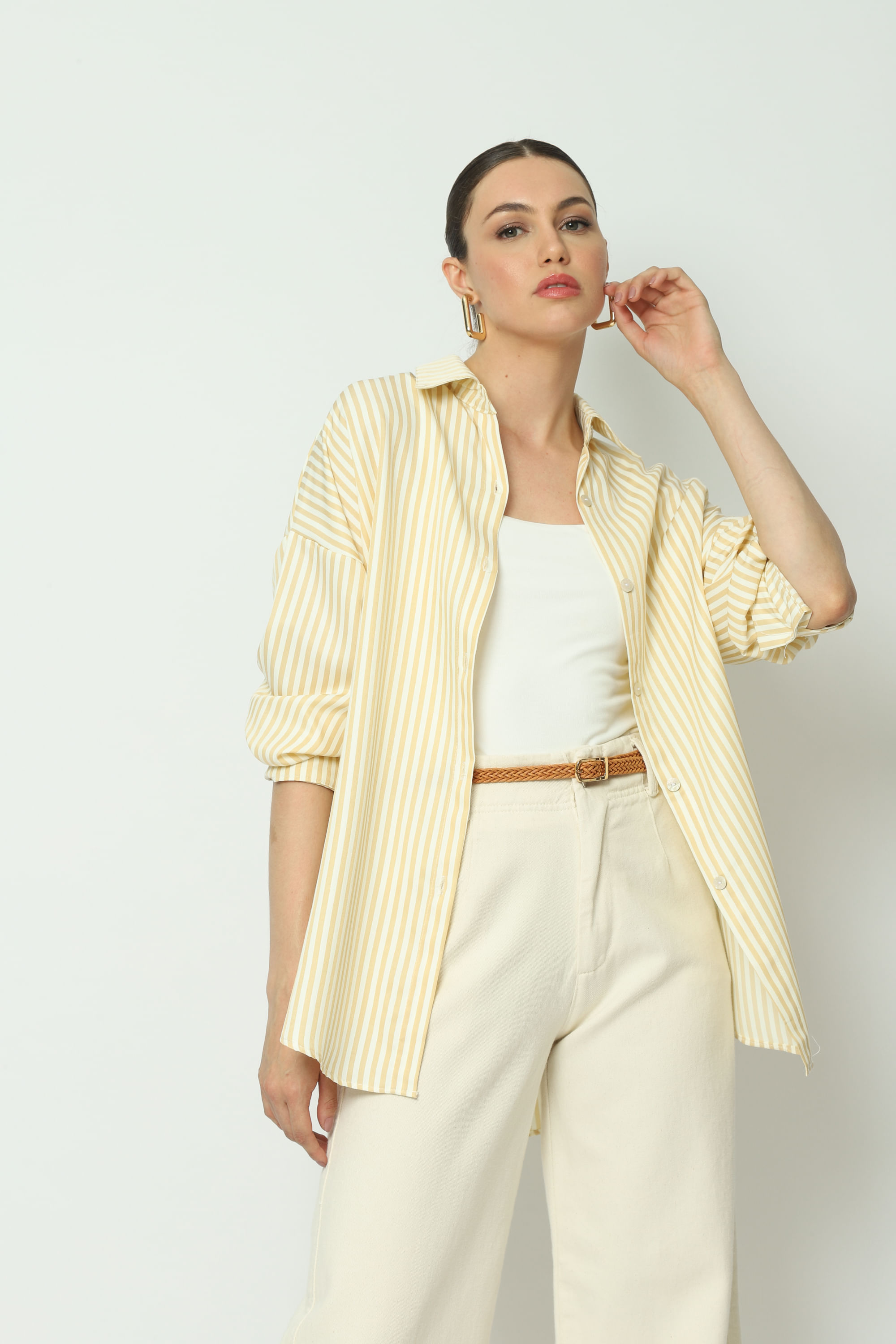 Camisa Listrada Bege - Gazzy